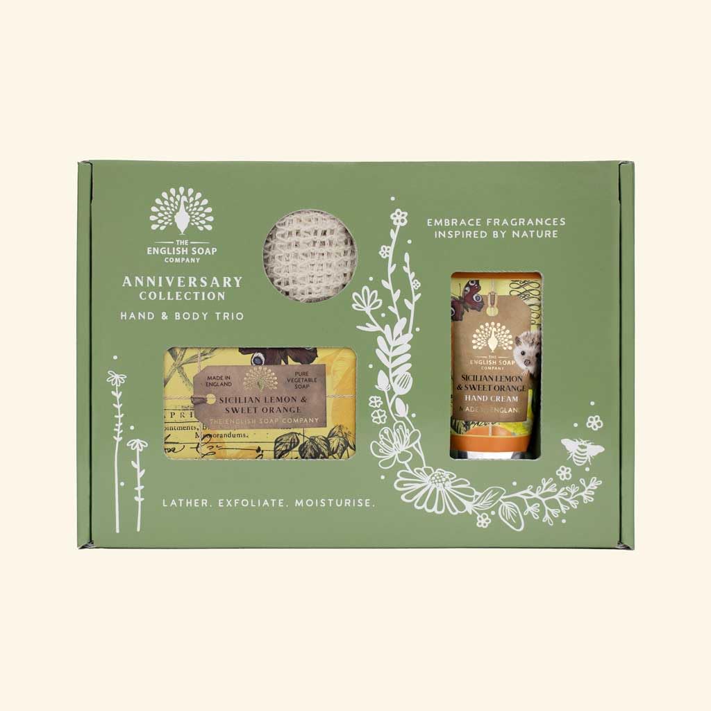 The English Soap Company Anniversary Collection Hand and Body Trio Gift Set - Sicilian Lemon and Sweet Orange