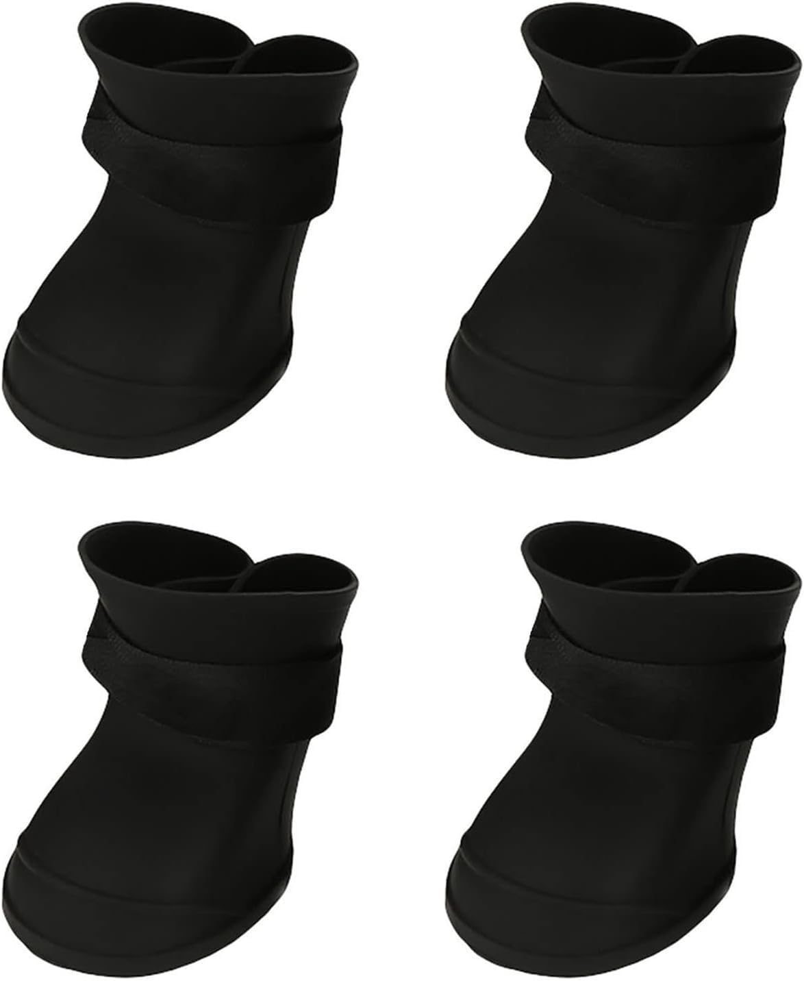 4PCS Silicone Dog Boots Water Proof Anti Slip Pet Rain Shoes for Small Dogs (Black, XL)