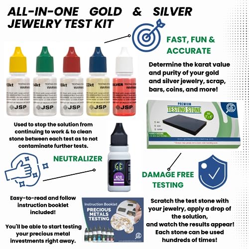 Image of Gold Silver Jewelry Tester Appraisal Kit 10K 14K 18K 22K 24K Test Precious Metals 999 925 Scrap