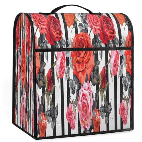 Coffee Maker Cover Stripes Rose Kitchen Appliance Covers Small Appliance Covers Blender Cover Juicer Cover Dust Covers for Kitchen Appliances with Top Handle and Pockets,Washable,B715