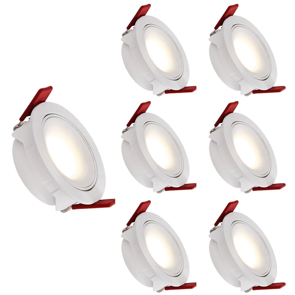 Aioneer 7 Pack Led Ceiling Downlight,Recessed Anti-Glare Downlight,5W,7W,12W Led Round Downlight, Angle Adjustable, Recessed Lighting Fixture,3000K,4000K,6000K,For Bedroom Living Room6000K-7W