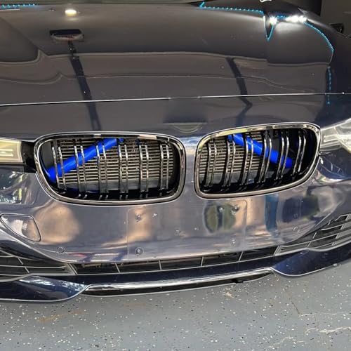 Image of Car Grill Inserts Trims for BMW 1 2 3 4 Series F20 F21 F22 F23 F30 F32 F33 F34 F36 Grill Stripes Grille Inserts Stripes Wrap(Blue)