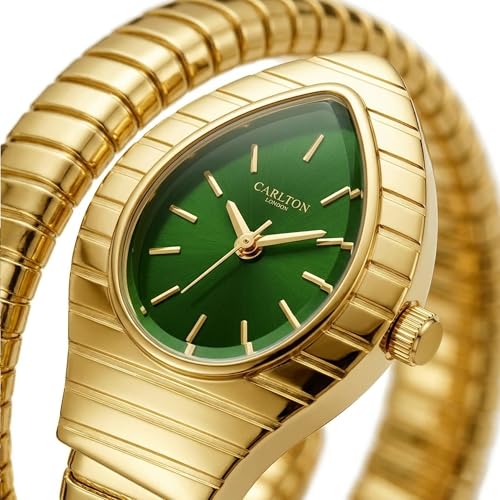 Image of Carlton London Embrace Analog Watch for Women, Snake Design Bracelet, 34.5 mm Dial, Quartz Movement, 30M Water Resistant