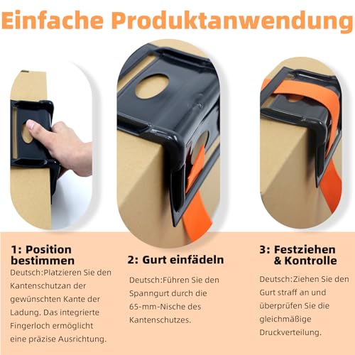 10 Stück Kantenschoner für Spanngurte bis 50 mm Breite – 130 x 100 x 100 mm – Kantenschutz Ladungssicherung für LKW, Spanngurtschutz