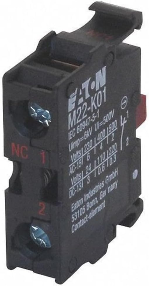 Eaton M22-K01 Contact Block, 22mm Diameter, 1NC Contact