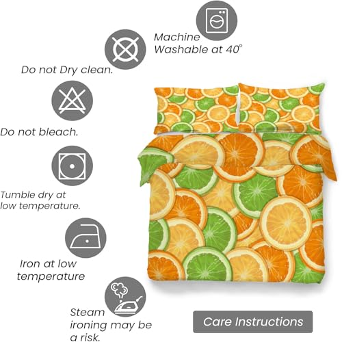 Housse de couette 90x190 fruit jaune ensemble literie 3 pièces douce - 7