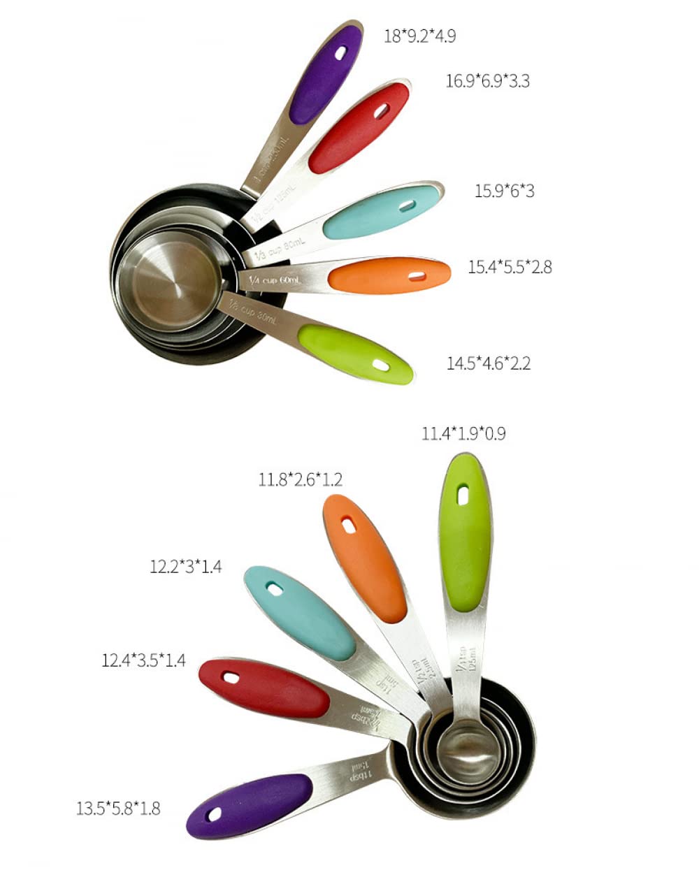 YXSH Taza Medidora De Acero Inoxidable Cuchara Medidora Juego De Cucharas Medidoras para Hornear Herramienta De Cuchara Medidora De Condimentos De Gran Capacidad