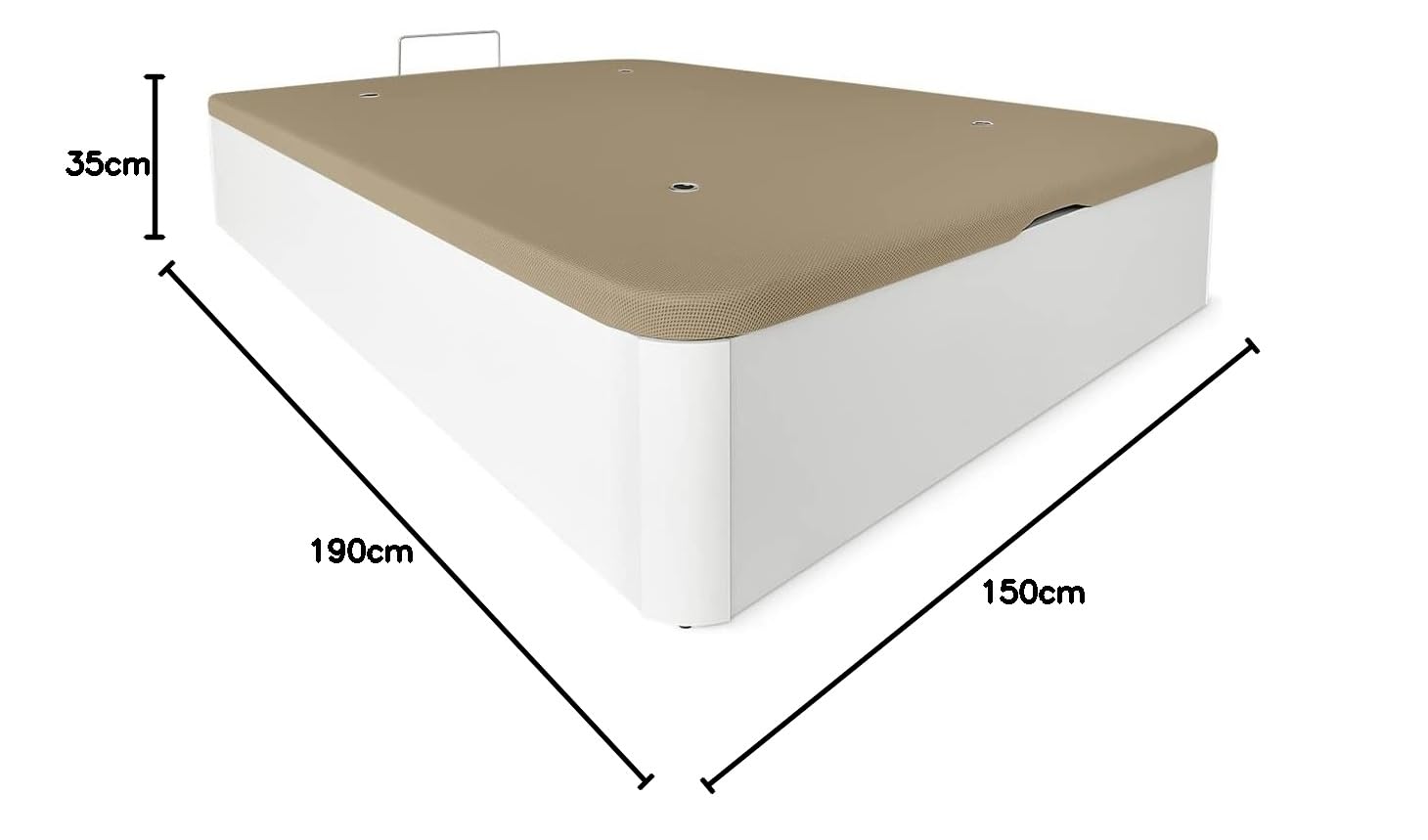 Somnia Descanso - Canapé Abatible XL Reforzado Gran Capacidad con Tapa Reforzada y Transpirable 150X190