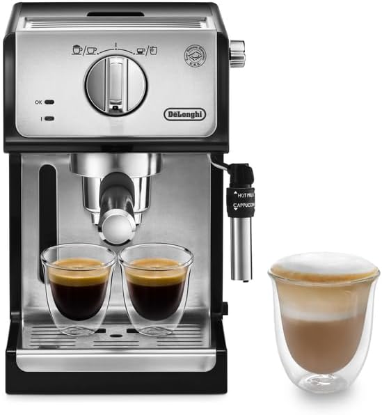 DeLonghi ECP35.31 Macchina da Caffè Espresso Manuale e Cappuccino, Caffè in Polvere o in Cialde E.S.E., Argento