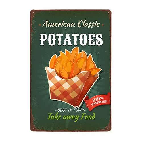 Fast Food Burger French Fries - Metal Tin Sign Retro Vintage Plaque