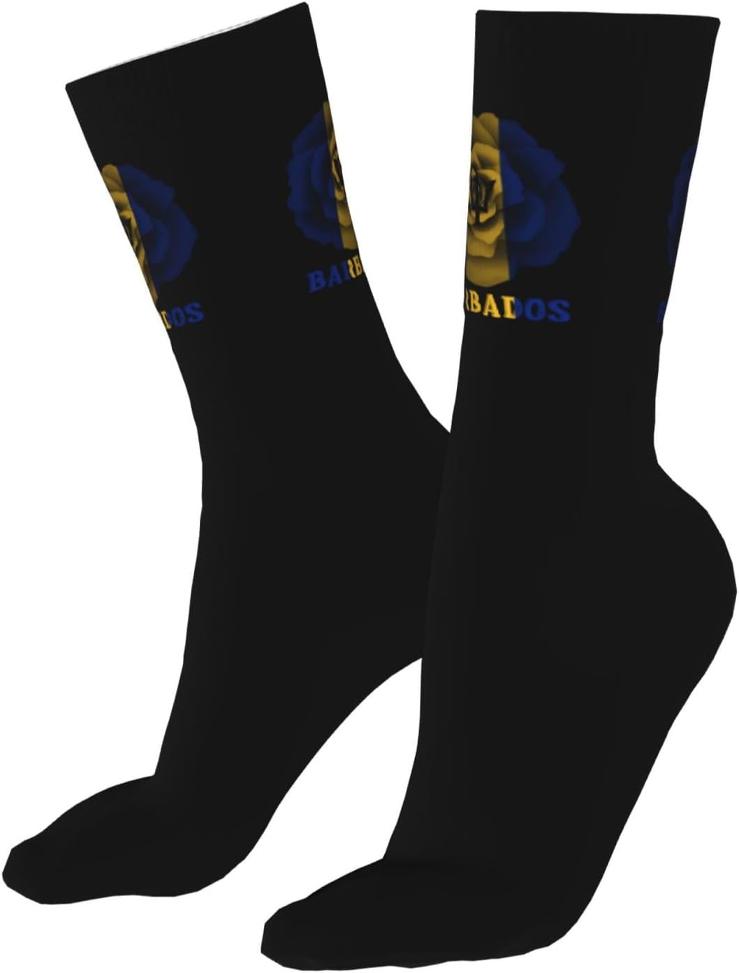 Half American Half Barbados Flag Stylish Mid-Calf Novelty Socks For Mens Womens Warm Soft Socks Christmas Gifts Socks - Image 2