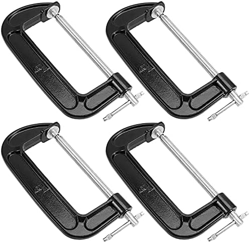 MUKCHAP 6 PCS 4 Inch C-clamp, Malleable Iron C Clamps Set, Heavy Duty G Clamps With I-beam, For Woodworking And Metal Workpiece