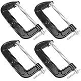 HEIHAK 4 PCS 6 Inch C Clamp Set, C-Clamps Woodworking Heavy Duty, 5.5 Inch Max Jaw Opening, 2.7 Inch