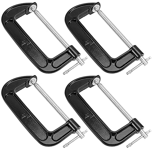 Heihak 4 Pcs 6 Inch C Clamp Set, C-Clamps Woodworking Heavy Duty, 5.5 Inch Max Jaw Opening, 2.7 Inch Throat Depth #TOP5