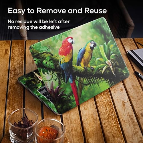 Image of Galaxsia Parrot Full Body Vinyl Laptop Skin /Sticker /Cover Upto 15.6 Inches Laptops Laminated-Removable-HD Quality Compatible for Hp-Dell-Sony-Lenovo-Asus etc.(15x10 Inches)