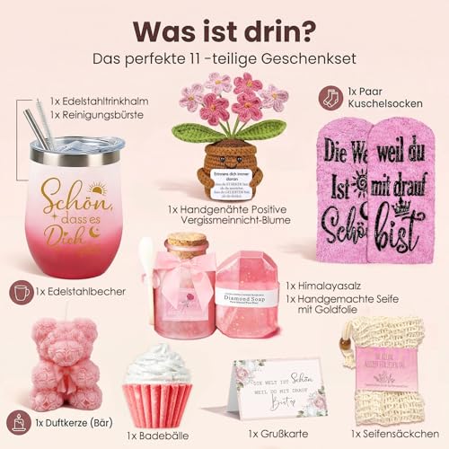 sopalmy Geschenk für Frauen, Schön dass es Dich gibt Geschenkset, Danke Geschenkbox für Freundin, Schwester, Ehefrau, Mama, Kollege, Mutter Inspirierende Geschenke Geschenkidee für Geburtstag