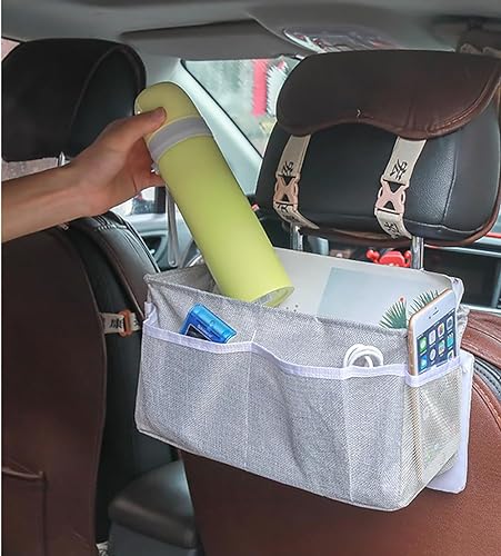 Image of Bedroom Accessories Hanging Bedside Caddy, Bed Side Storage Organiser Multipurpose cloth hanging shelf, Bedroom Organiser Dorm bed hanging basket Hostel Essentials,(grey)