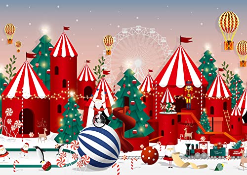 Arrière-plan Noël tissu 2,7x1,8m pour décorer le goûter du Père Noël des enfants