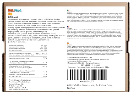 Authentisches Walnuss-Baklava in einer Schachtel. Handgefertigt. Gewicht 822 Gr. Sortiment mit 42 Häppchen. mit nativem Olivenöl extra und ohne Palmöl.