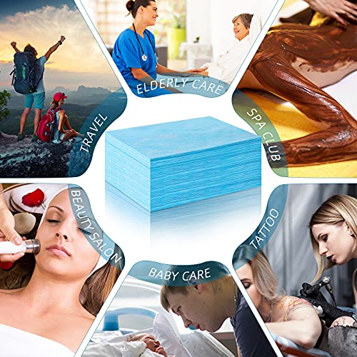 Image of Tatuo 50 Pieces 31 x 70 Inches Disposable Bed Sheets Waterproof Bed Cover Massage Table Sheet Non-woven Fabric for Spa, Lash, Beauty Salon, Waxing, Hotels(Blue)
