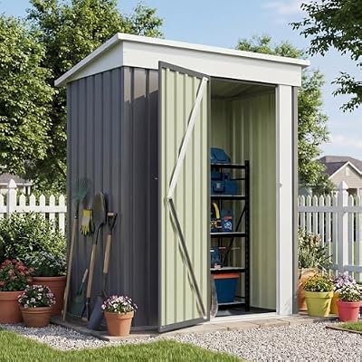 Patiowell 5x3 FT Outdoor Storage Shed with Floor Frame, Small Metal Sheds