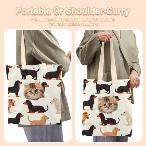 Sac de transport pour chien teckel mignon en toile à sangle