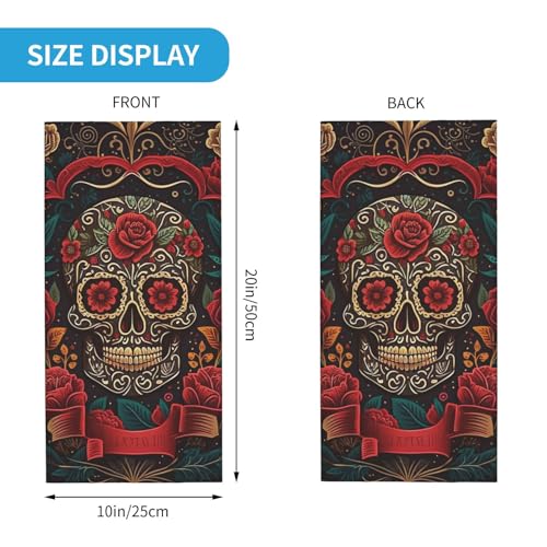 Balaclava con diseño de calavera mexicana roja para mujer y hombre, pañuelo facial elástico multifuncional para motocicleta, ciclismo, esquí y fiesta miniatura 3