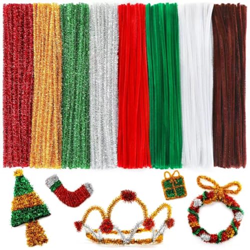 Image of Praisebank Christmas Pipe Cleaners for Crafts, 200pcs, Chenille Stems for DIY Projecets, Arts & Crafts Supplies for Festival Party Decorations