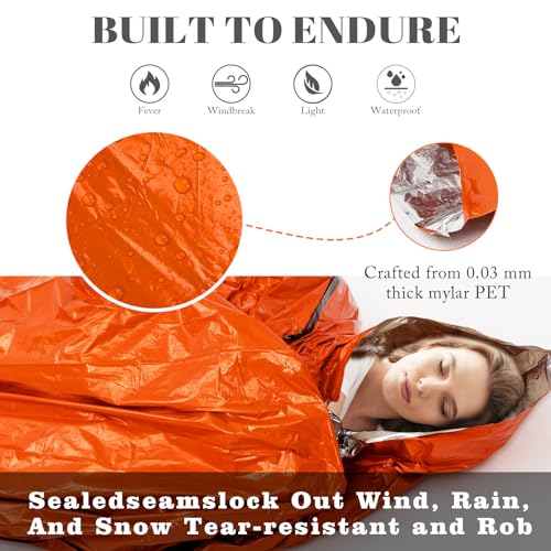 ANLOKE Bolsas de Dormir de Emergencia (Paquete de 2) Bolsa de Dormir de Supervivencia - Bolsas Térmicas Portátiles Bivy Sack, Manta de Emergencia Mylar Equipo de Supervivencia miniatura 3