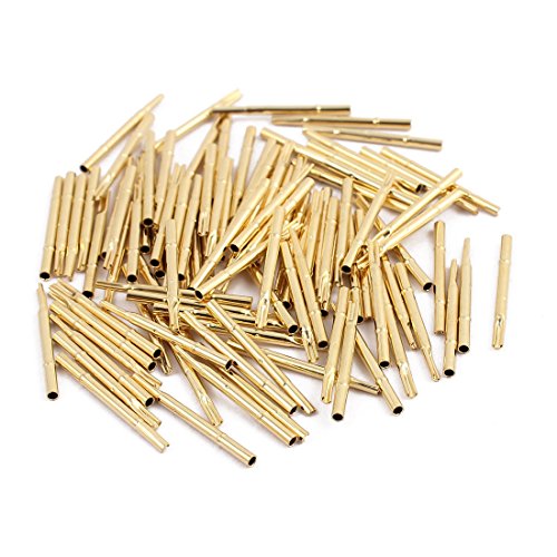 Image of uxcell 100pcs R75-3S 1.3mm Dia 17.5mm Length Metal Test Probe Needle Cover Gold Plated