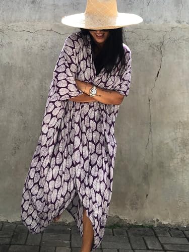 Image of Kaftan Dresses for Women Plus Size Summer Beach Dress with Print and Swim Cover Ups