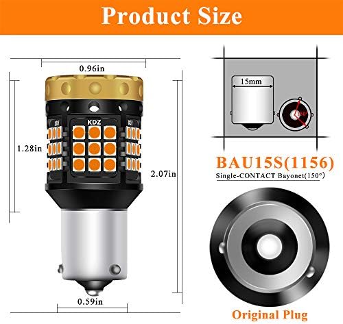 Yifengshun 2Pcs BAU15S PY21W Canbus Error Free LED Light Bulbs Amber Yellow 3030 3700LM Ultra-Bright 1156 7507 Anti - Hyper Flash Bulbs for Car Front/Rear Turn Signal Light Replacement