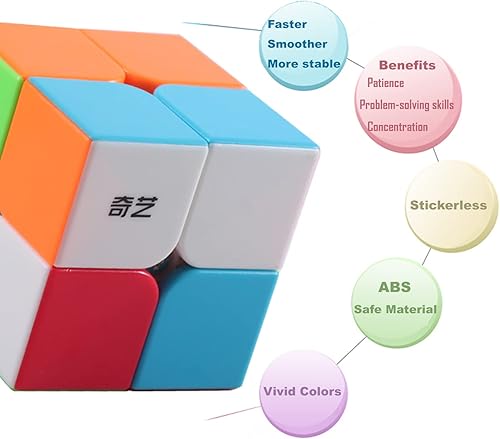 Miniatura 3 de Cubo mágico sin calcomanías de 2 x 2 velocidades, juego de rompecabezas de 2 pulgadas (2 x 2, 1 paquete, arcoíris)