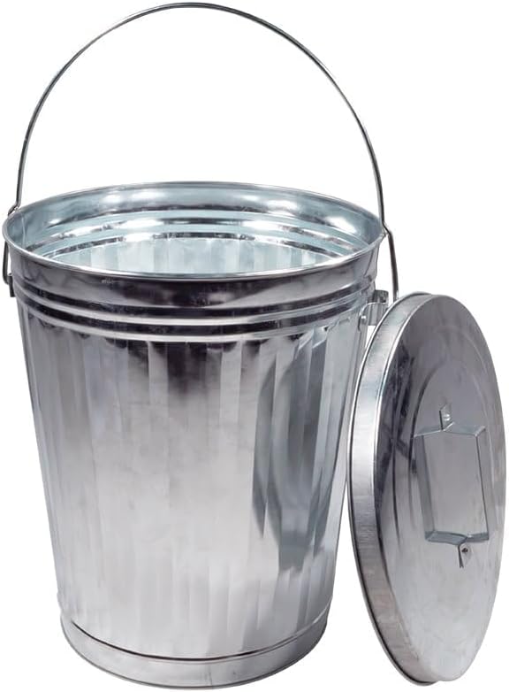 Mytee Products 6 Gallon Galvanized Trash Can with Horizontal Aluminum Mounting Bracket Kit for Trucks & Trailers, Steel Outdoor Garbage Can Holder, Fire & Heat Resistant