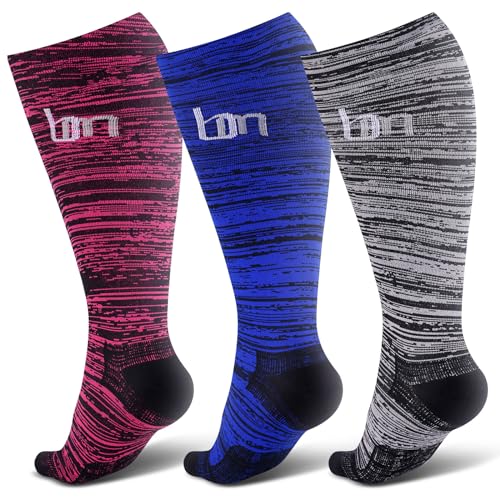 Plus Size Compression Socks for Women Men 3 Pairs Wide Calf Knee High Support for Circulatio for Nurses, Pregnancy