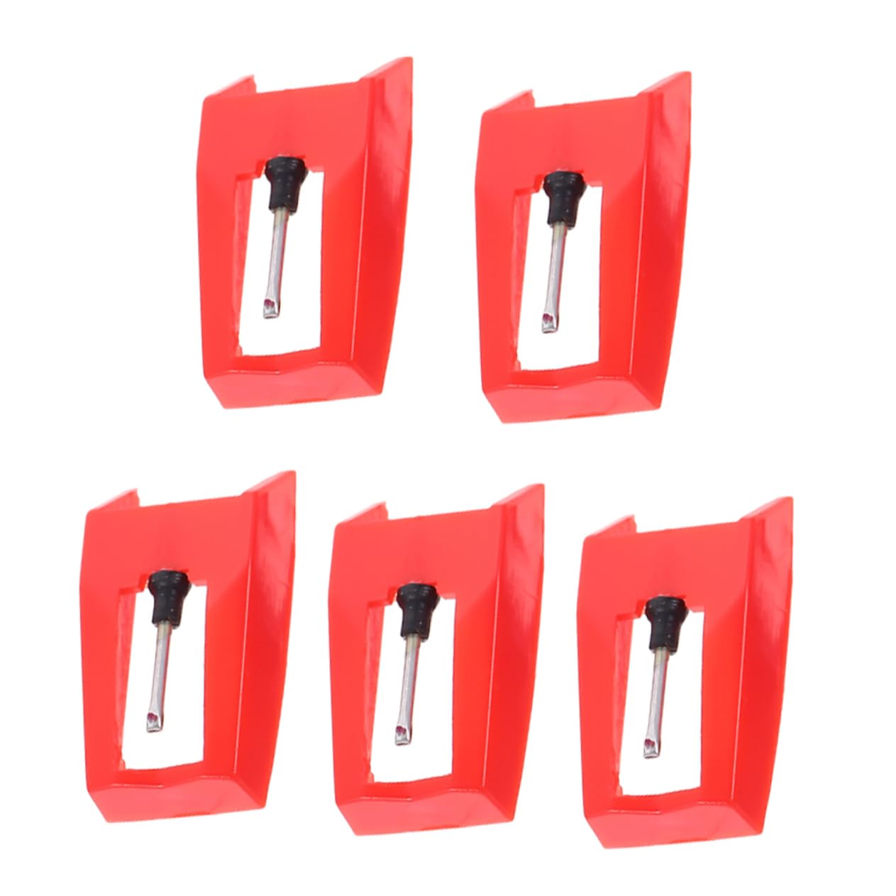 NULYLU Aluminum Record Player Needle Replacement 5pcs Plastic Gramophone Stylus Red Stylus Tips for Turntable