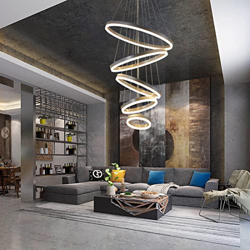 Modern LED Chandelier,Led Chandelier 5 Rings Modern Chandelier for