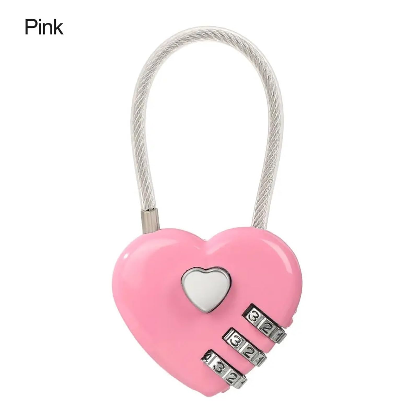 Candado con forma de corazón, 3 dígitos, contraseña, candado for equipaje de viaje al aire libre, herramienta de seguridad, candado for casillero de regalo for pareja, 1 unidad(Pink)
