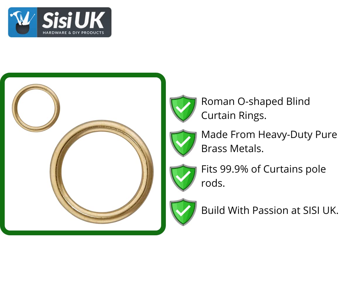 Curtain Rings Hollow Brass Plated 12 mm Roman Blind Curtain Rings O Shaped Blind Roman Rings Brass Plate Rings for DIY Roman Curtains Pole Pack of 50 - Image 3