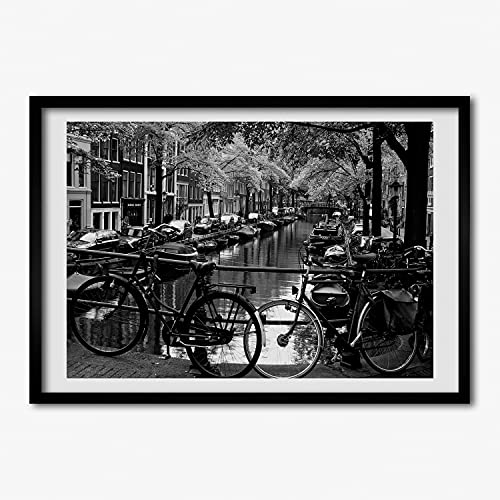 Cadre en bois décoratif Tulup 70x50 cm avec affiche moderne haute définition Amsterdam