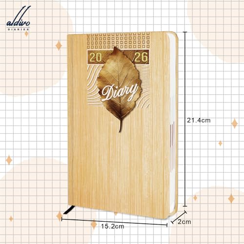 Image of ALDIVO Paper Cover Hard Bound New Year Diary 2026 | A5 Size 365 Days 2026 Daily Planner Diary with Dates, Calendar, Month Cut Index and Bookmark For Office, Personal and Corporate Use (AD621)