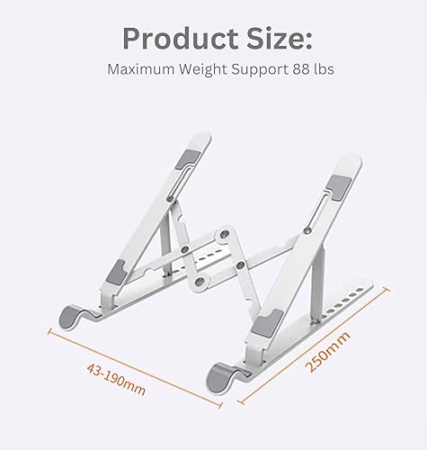 Miniatura 6 de Soporte para computadora portátil para escritorio ajustable de 7 ángulos, soporte ergonómico plegable de aluminio para portátil, soporte portátil de