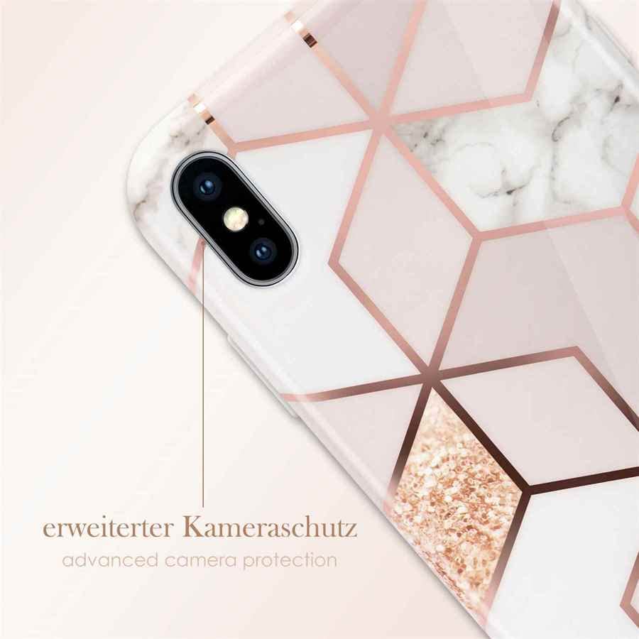 Coque iPhone X silicone antichoc marbre pailleté compatible XS Devotion - 6