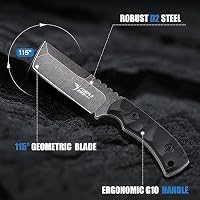 PURPLEBIRD Tanto Jagdmesser D2 Full Tang G10 Kydex Schwarz – Ansicht 3