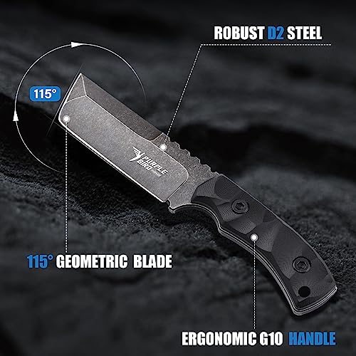 Foto von PURPLEBIRD Jagdmesser Feststehende Klinge Messer Outdoor Bushcraft Survival Messer mit G10 Griff Kydex Holster Full Tang Camping Messer