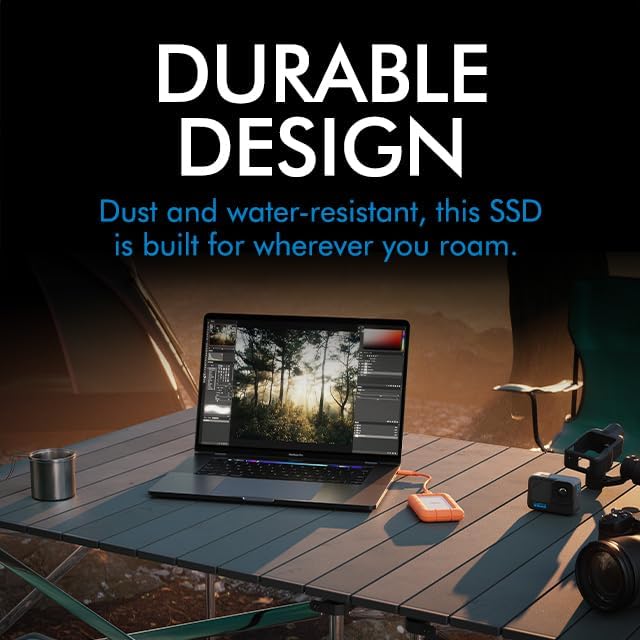 LaCie Rugged Mini SSD connected to an iPad