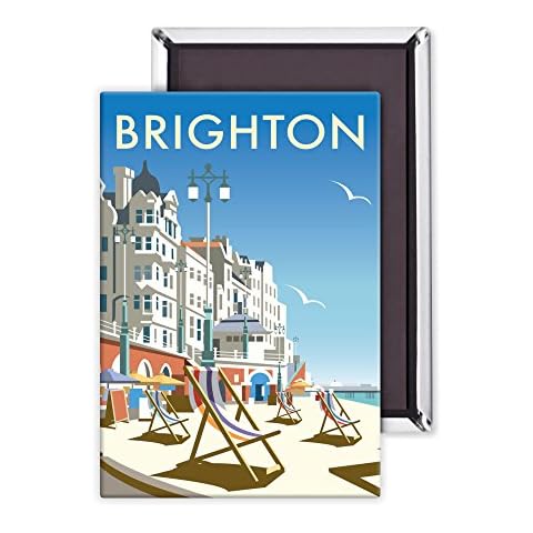Brighton - 3x2 inch Fridge Magnet - large magnetic button Cover