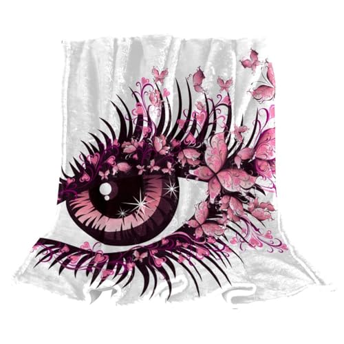Couverture polaire oeil papillon 150x100cm pour lit et canapé