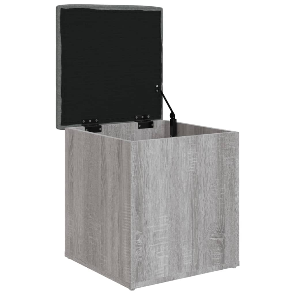 Sitzbank mit Stauraum Grau Sonoma Holzwerkstoff 42x42x45 cm mit gepolstertem Kissen als Flurbank Garderobenbank Schuhbank Aufbewahrungsbank für Diele Wohnzimmer Schlafzimmer