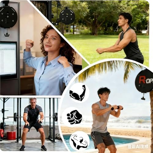 Adjustable Endless Rope Trainer, Portable Cable Pulley System with 330lb Capacity, 30kg Resistance for Full Body Workout & Strength Training, Ideal for Home Gym